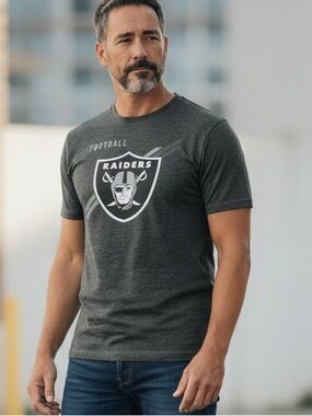 LAS VEGAS RAIDERS Gray NFL Team Apparel TX3 Cool Short Sleeve Tshirt Men Size Lg